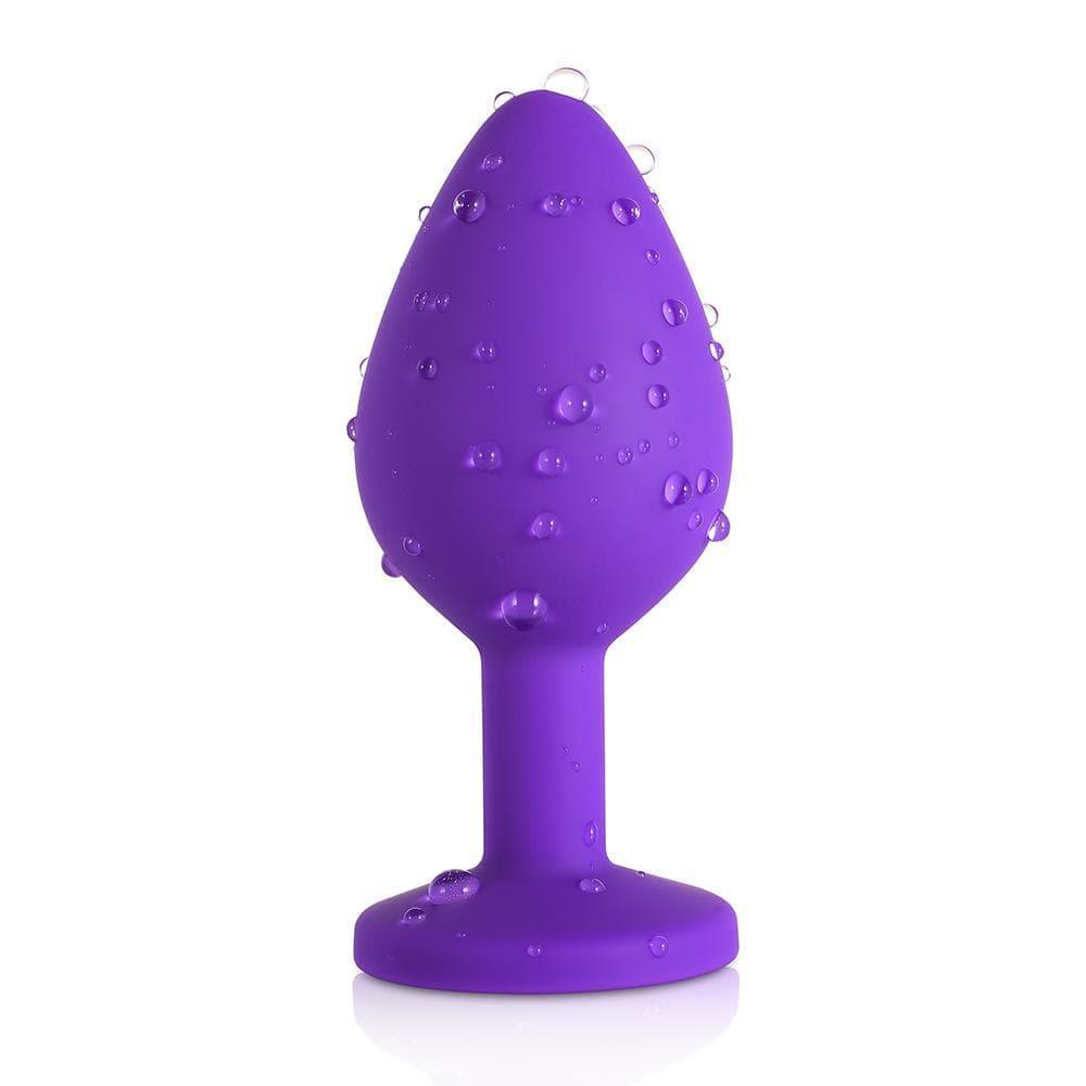 Blue Gem Purple Silicone Butt Plug - Xoxomoving