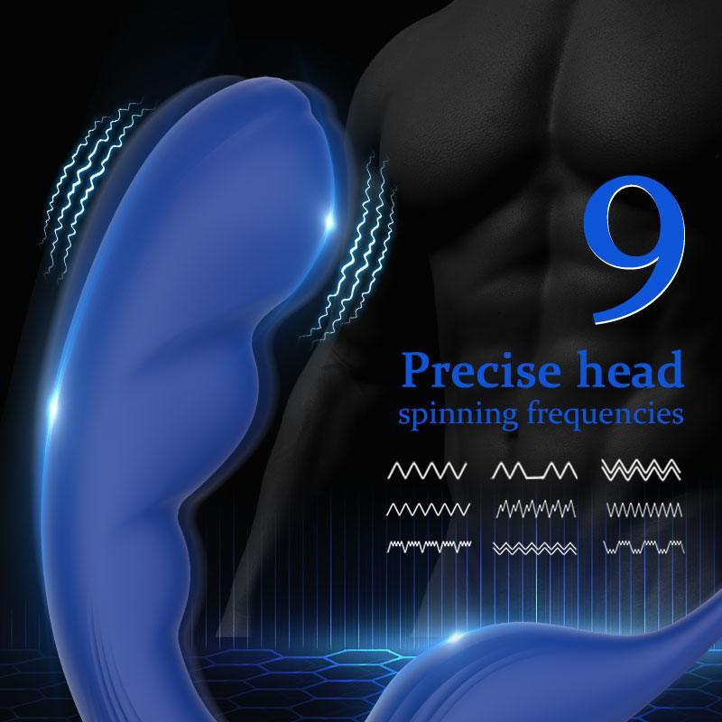 Blue Wing Head Spinning Bead Vibrating Prostate Massager - Xoxomoving