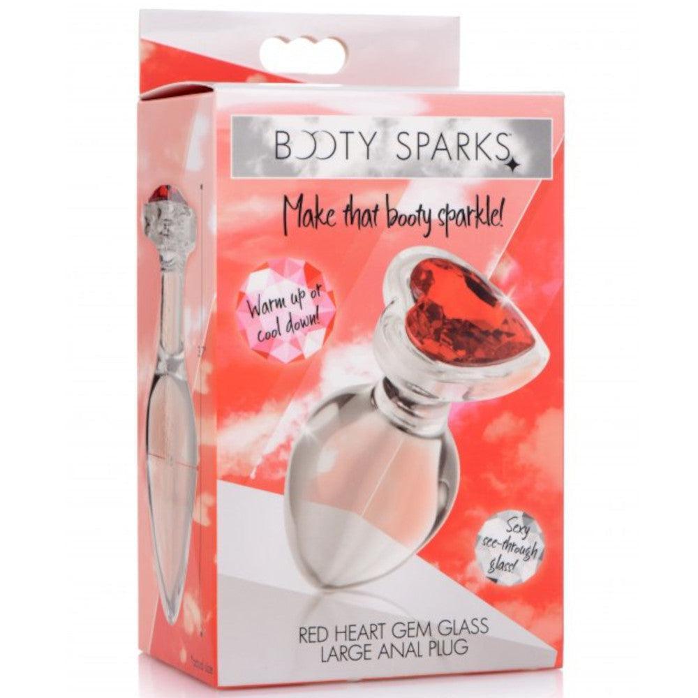 Booty Sparks Red Heart Gem Glass Anal Plug - Xoxomoving