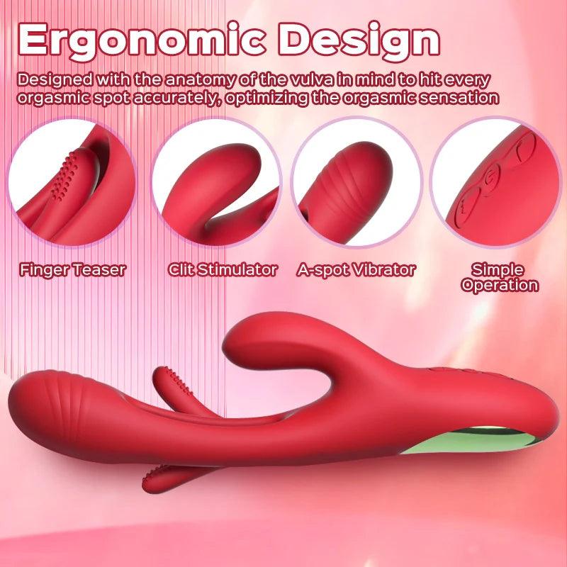 Bora Rabbit G-spot Vibrator - Tapping Triple Stimulator - Xoxomoving