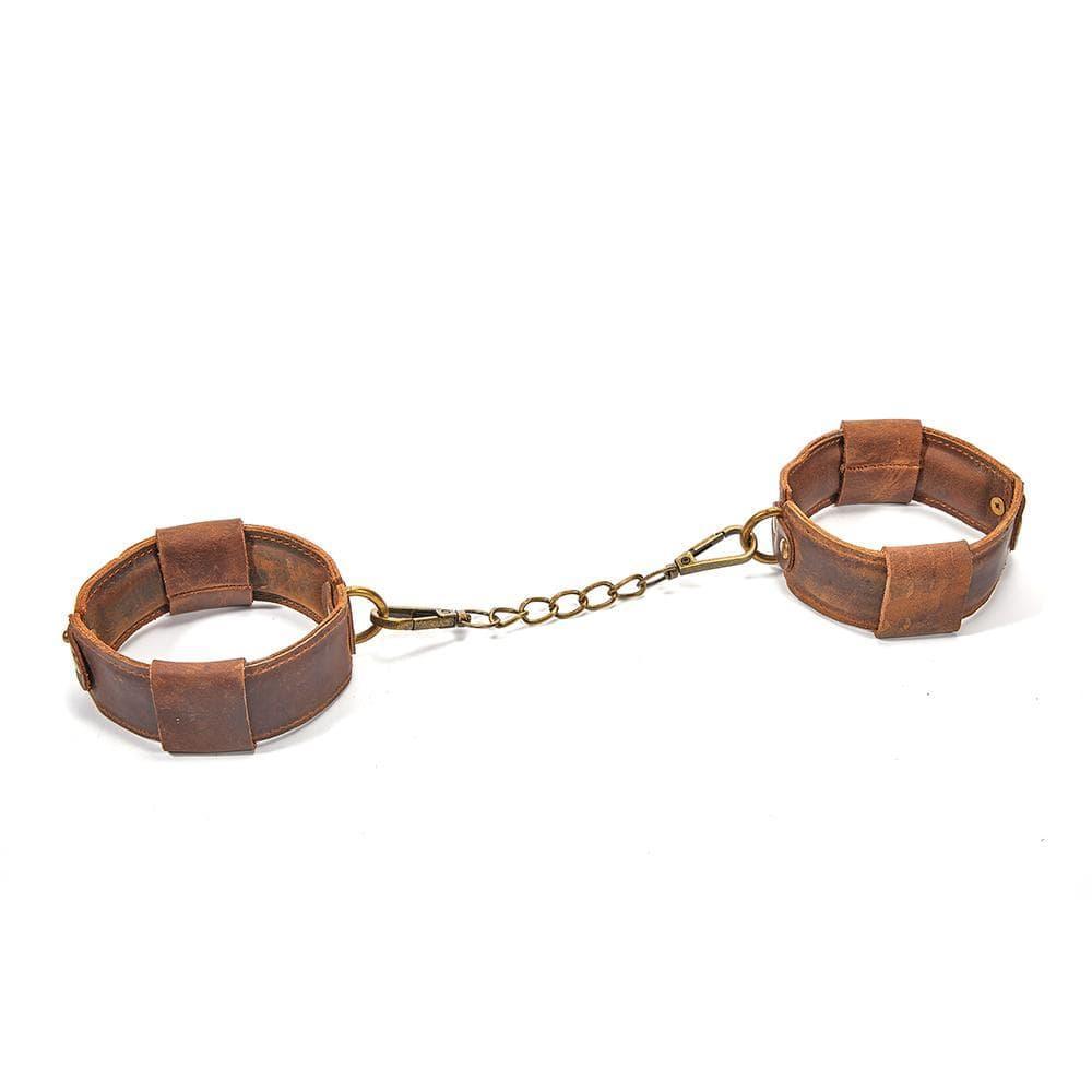 Brown Leather Adjustable Ankle Cuffs SM Toy - Xoxomoving