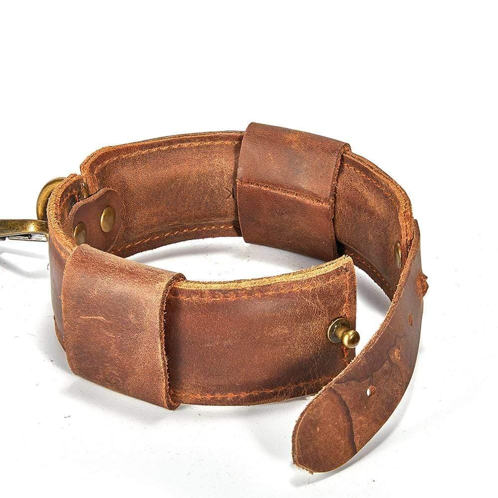 Brown Leather Adjustable Ankle Cuffs SM Toy - Xoxomoving