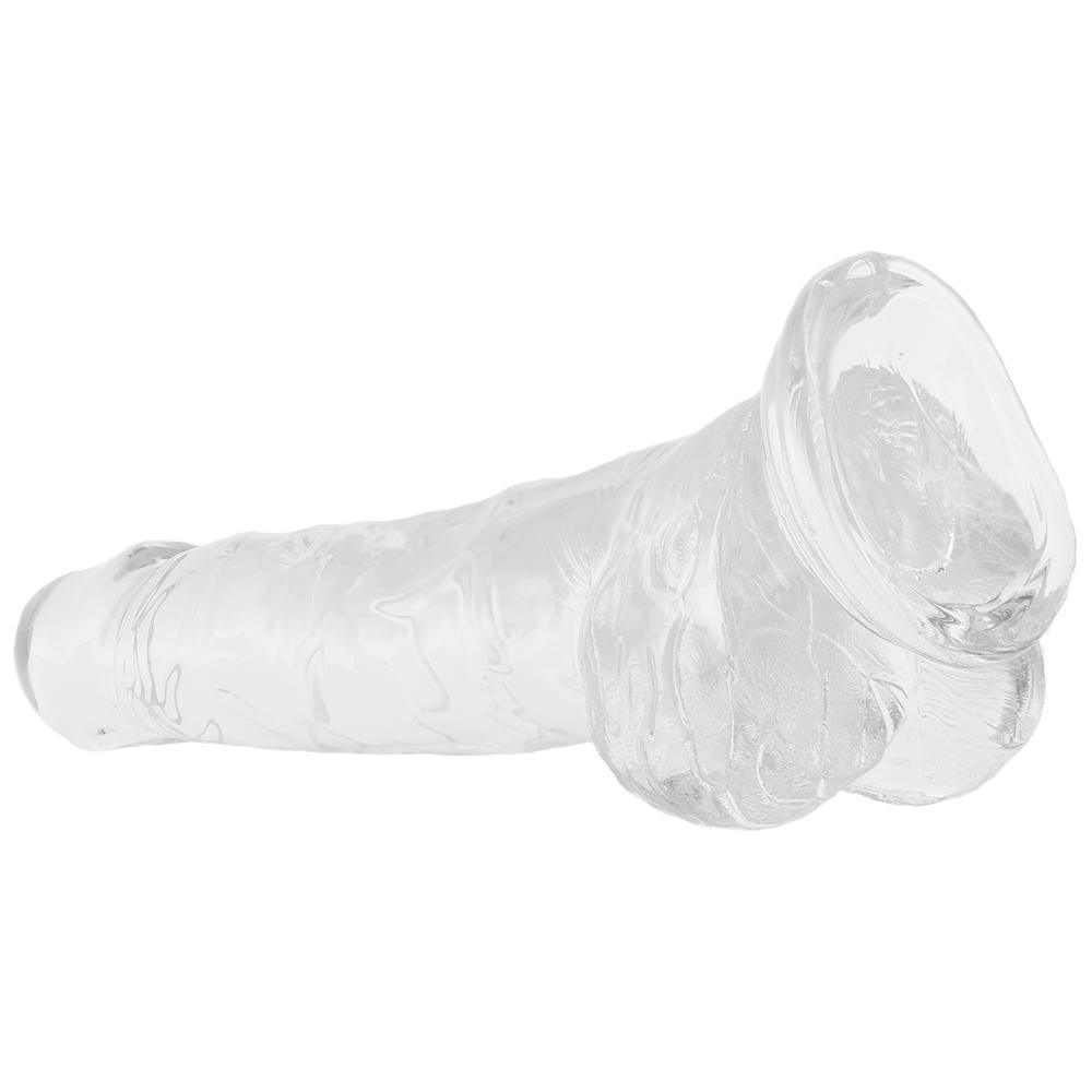 Clear Suction Cup Dildo with Balls - Xoxomoving