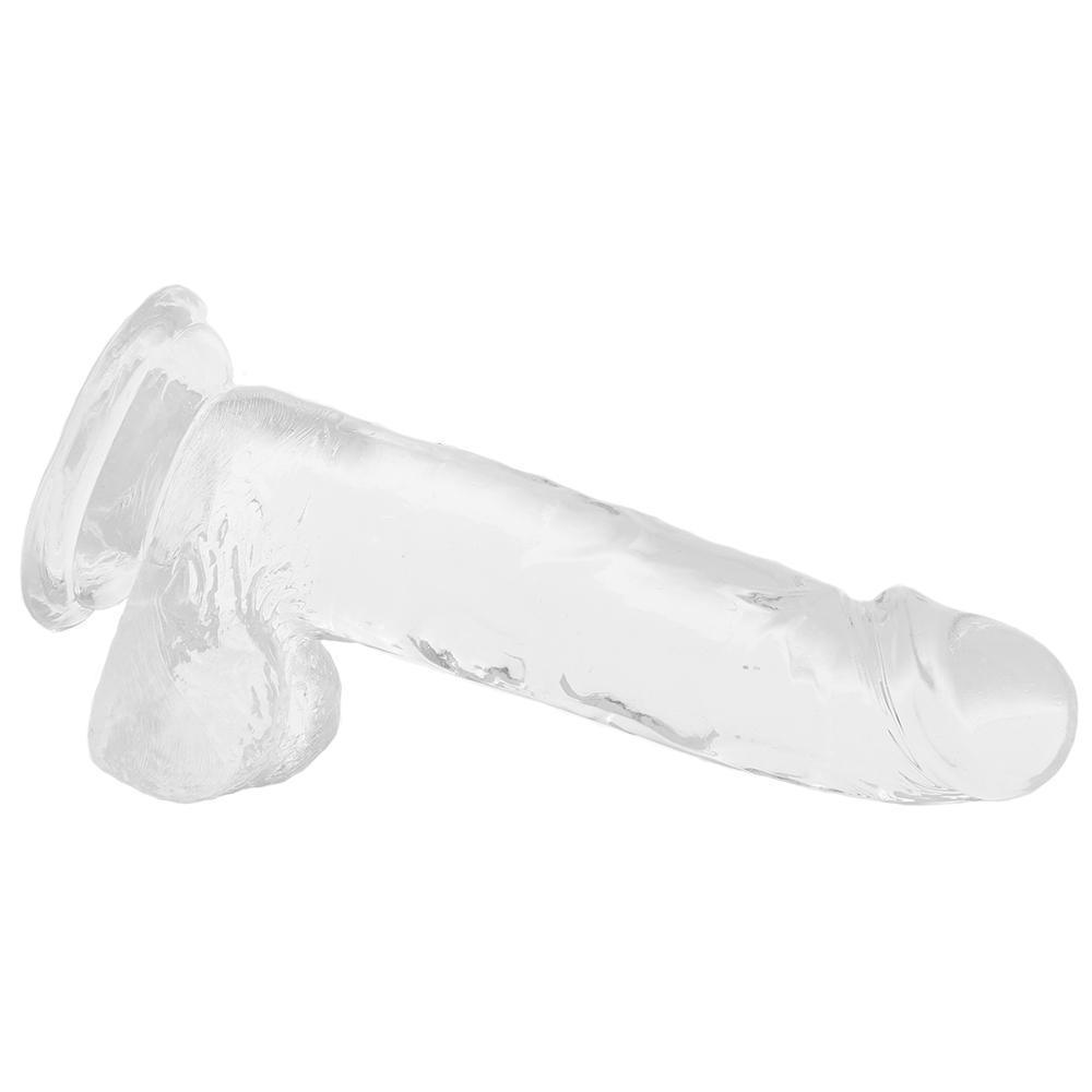 Clear Suction Cup Dildo with Balls - Xoxomoving