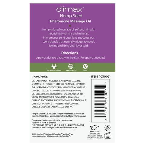 Climax Hemp Seed Pheromone Massage Oil - 4oz (US Only) - Xoxomoving