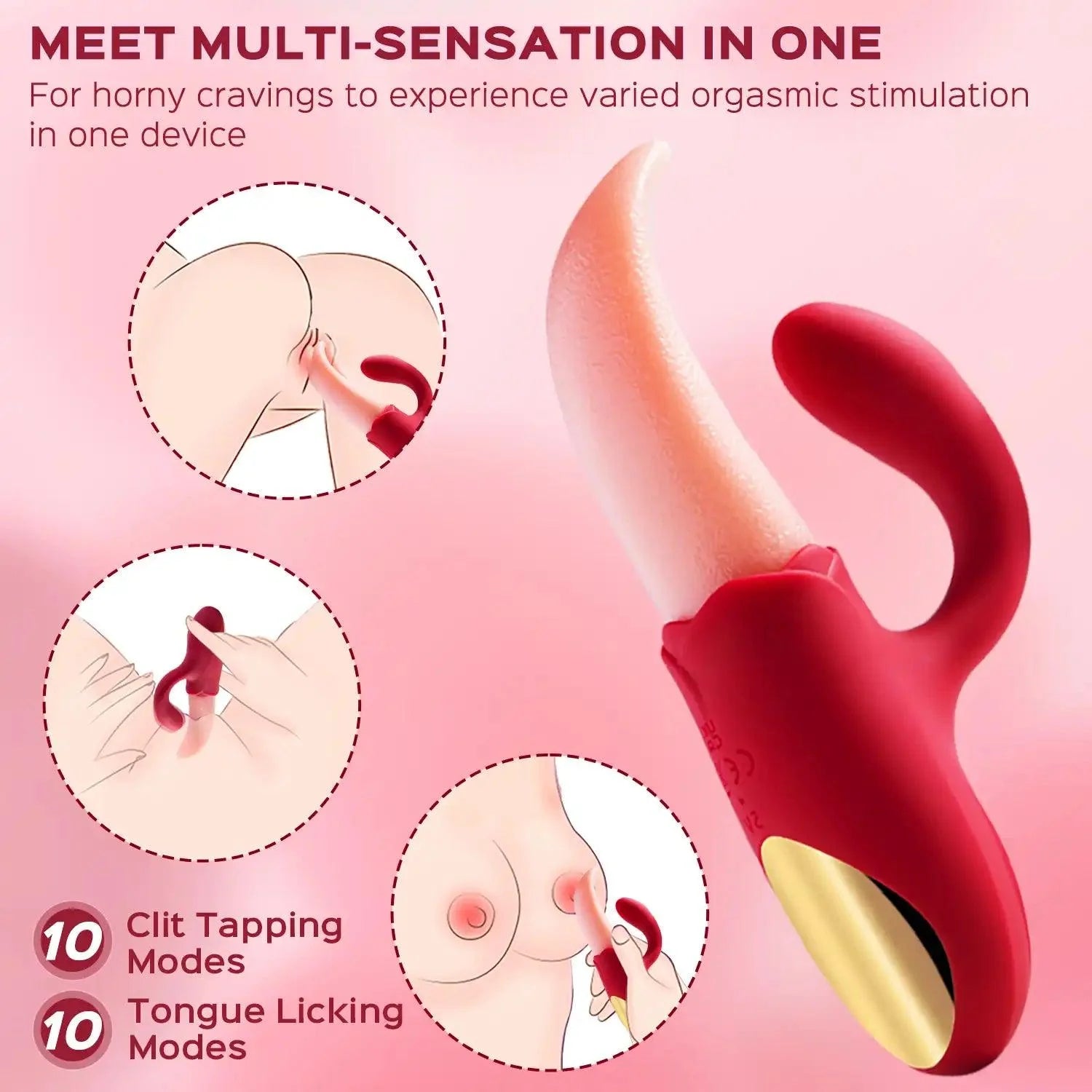 Clit Stimulator with Tongue G-spot Rabbit Vibrator, Oral Sex Simulation - Xoxomoving