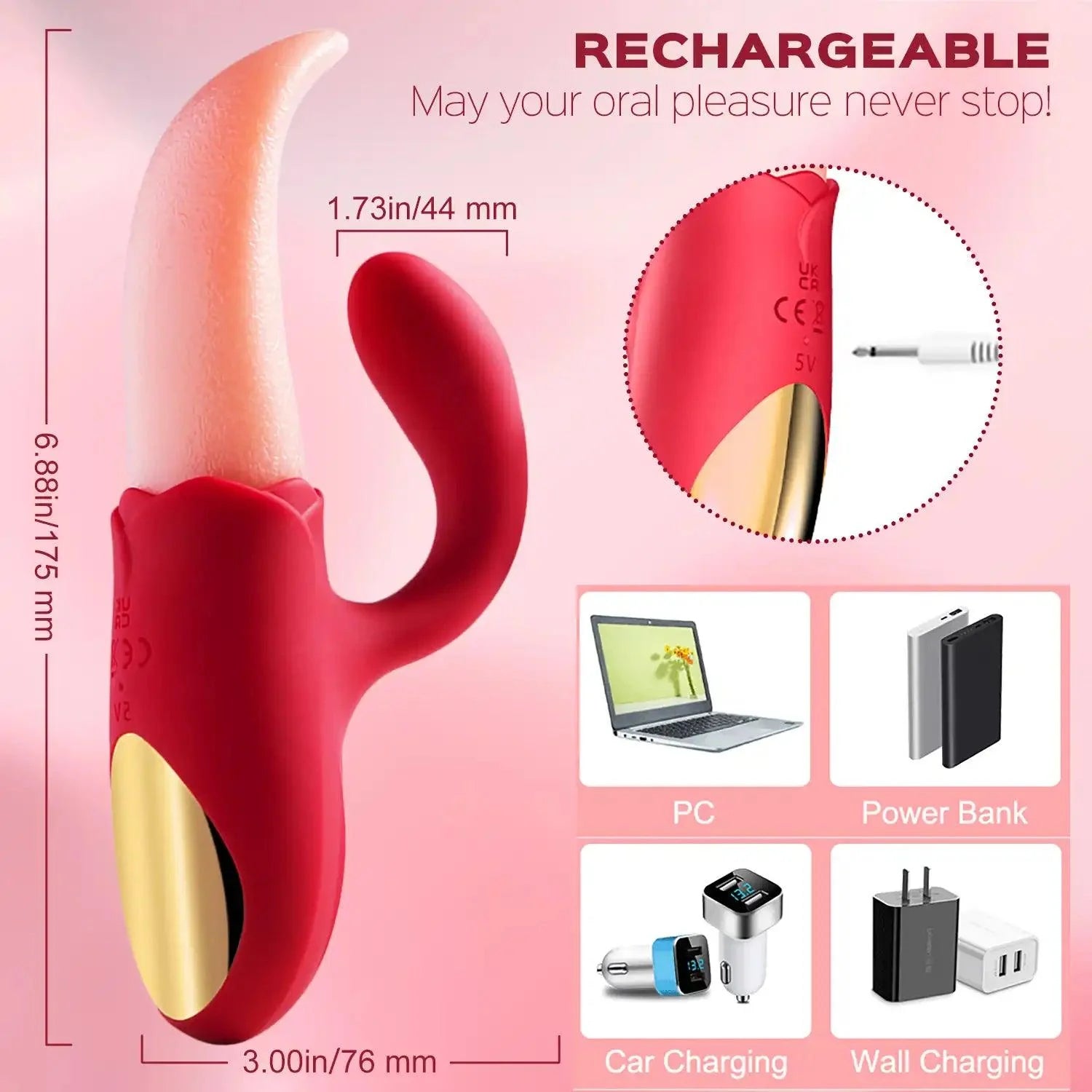 Clit Stimulator with Tongue G-spot Rabbit Vibrator, Oral Sex Simulation - Xoxomoving