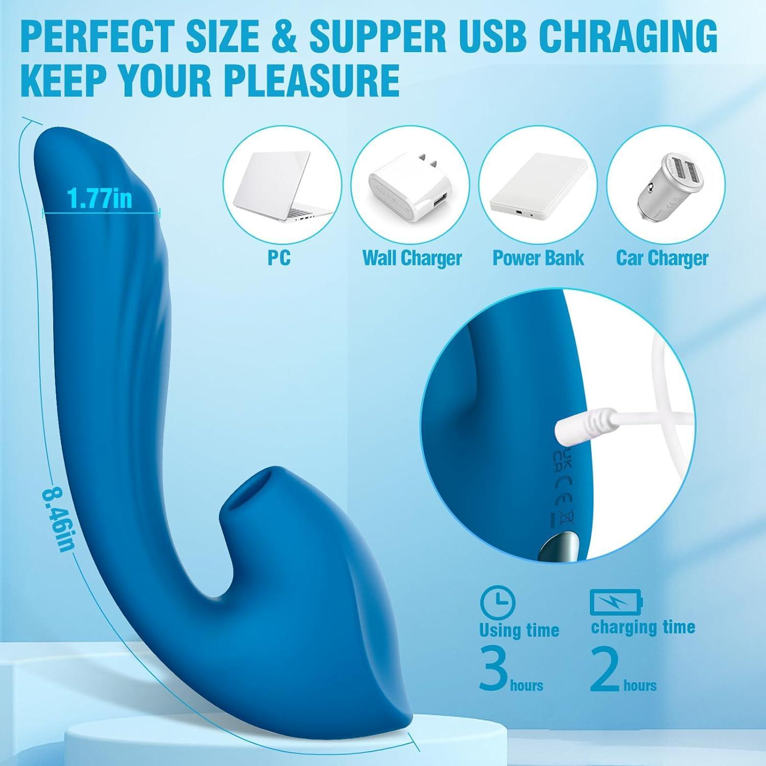 Clitoral Stimulator - QUZAR 3in1, Thrust & Suction, G-Spot Exploration - Xoxomoving