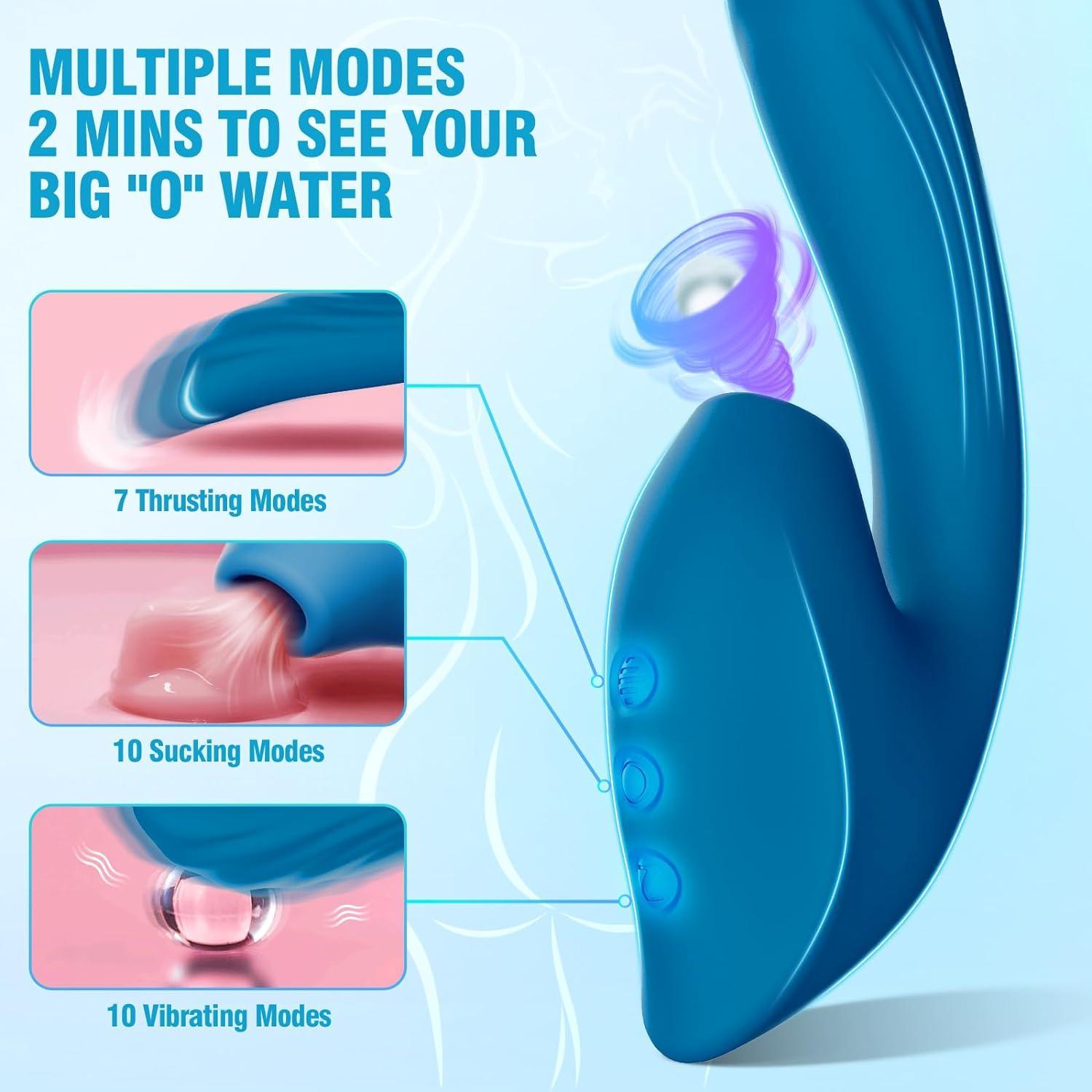 Clitoral Stimulator - QUZAR 3in1, Thrust & Suction, G-Spot Exploration - Xoxomoving