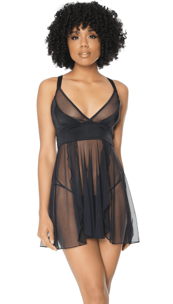 Coquette Lingerie Sexy Sheer Babydoll & G-String Set - Xoxomoving