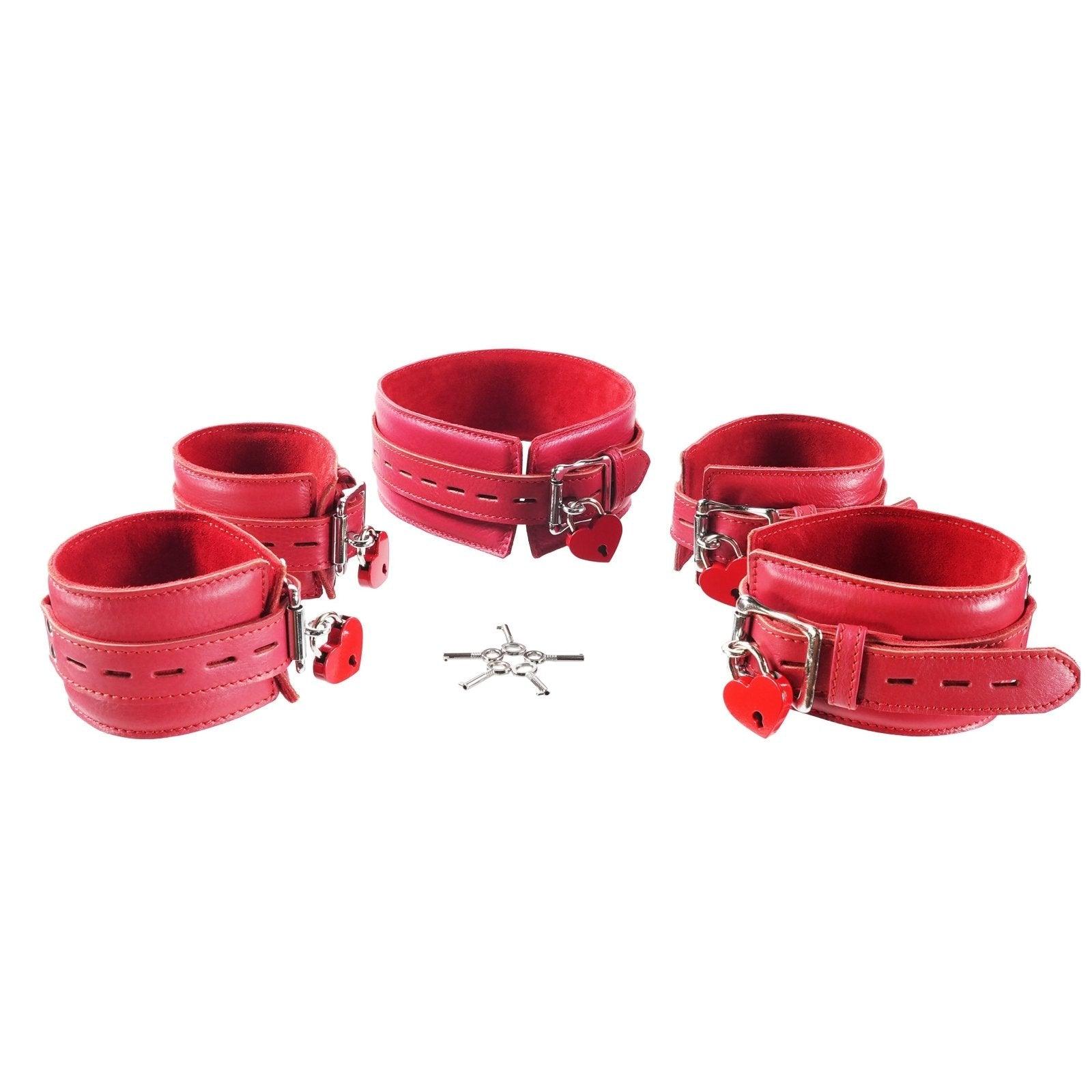 5 Piece Leather Collar Cuffs Set by Kink - Xoxomoving