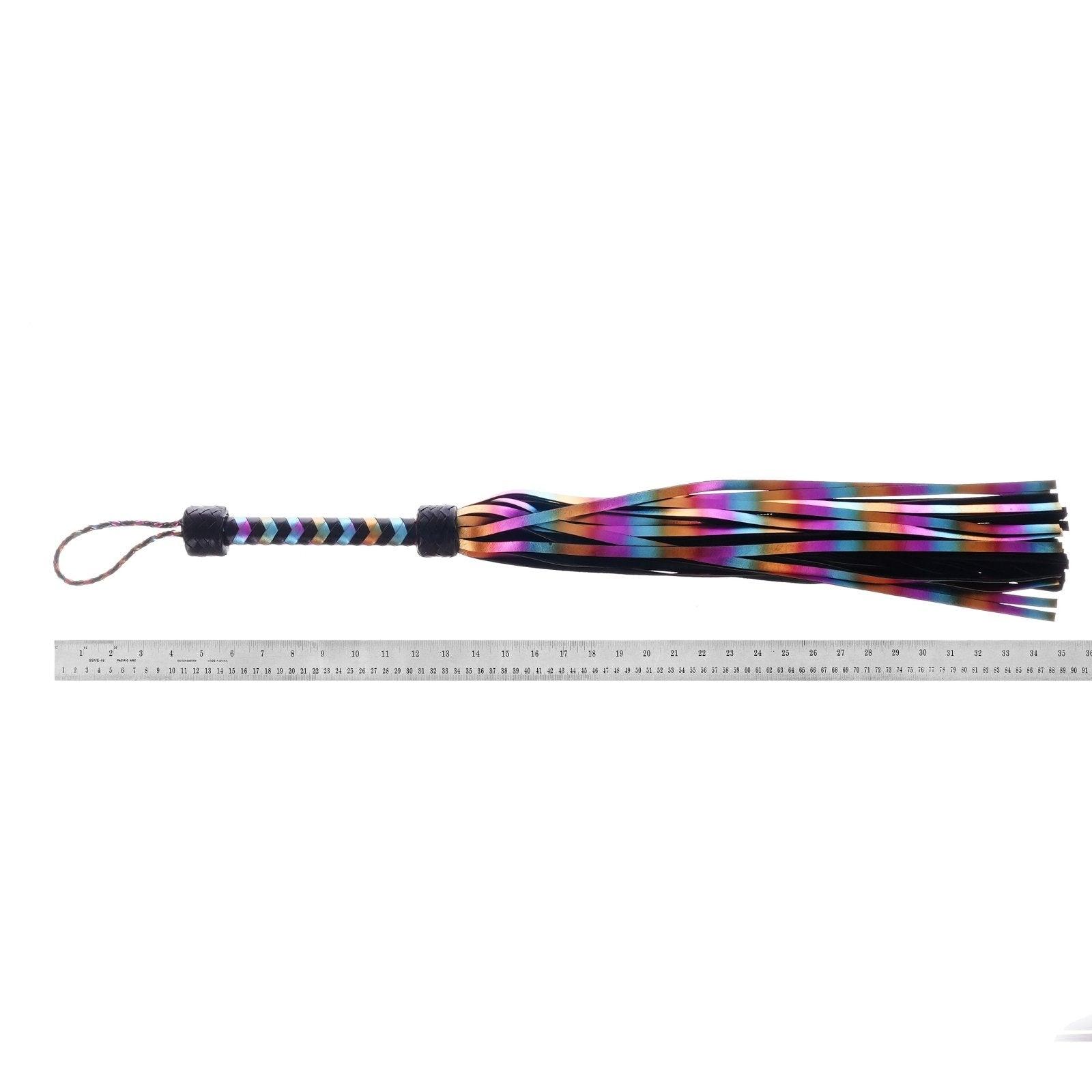 Holographic Rainbow Leather Flogger By Kink - Xoxomoving