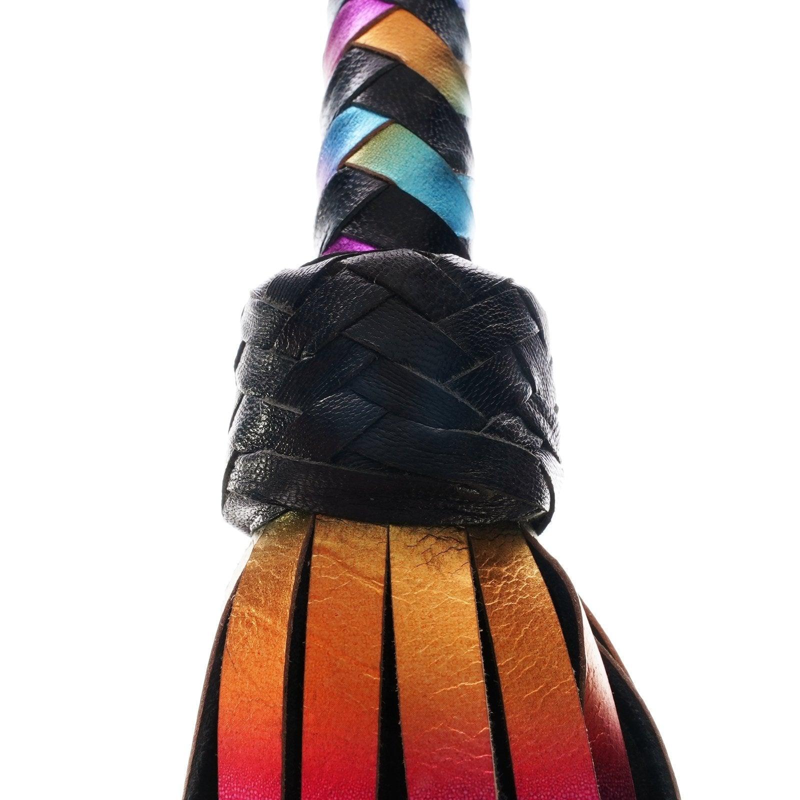 Holographic Rainbow Leather Flogger By Kink - Xoxomoving