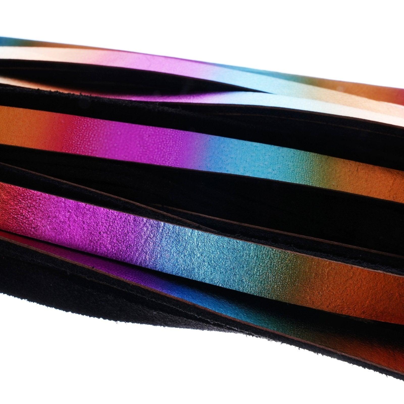 Holographic Rainbow Leather Flogger By Kink - Xoxomoving