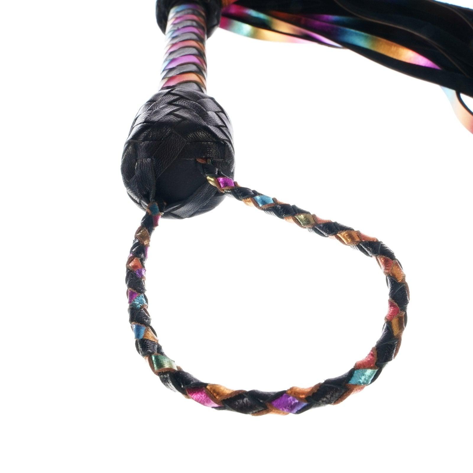 Holographic Rainbow Leather Flogger By Kink - Xoxomoving