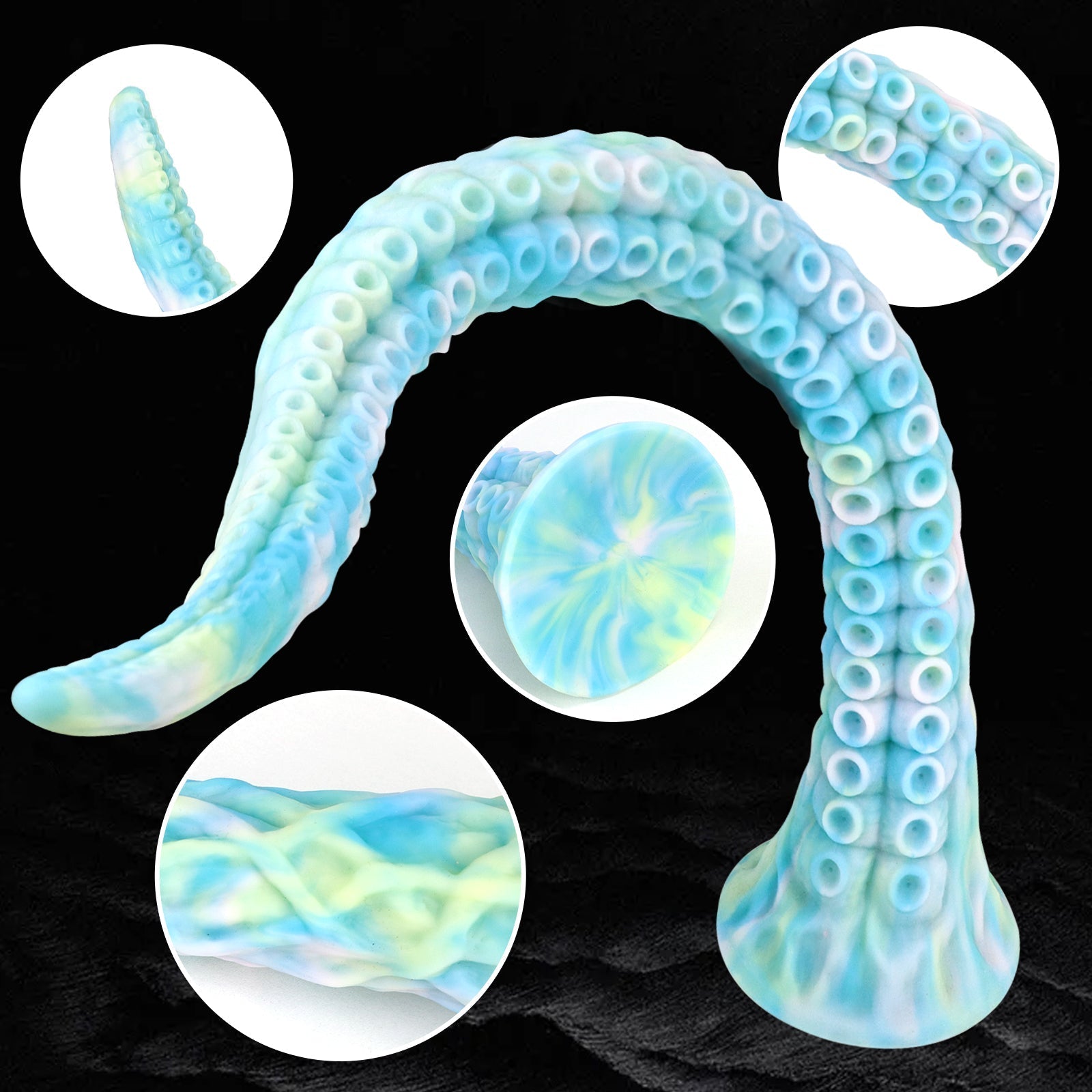 Curved Tentacle-Style Textured Silicone Dildo with Suction Cup Base Xoxomoving