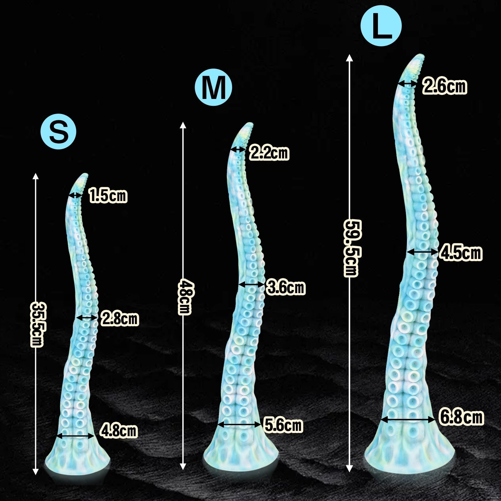 Curved Tentacle-Style Textured Silicone Dildo with Suction Cup Base Xoxomoving