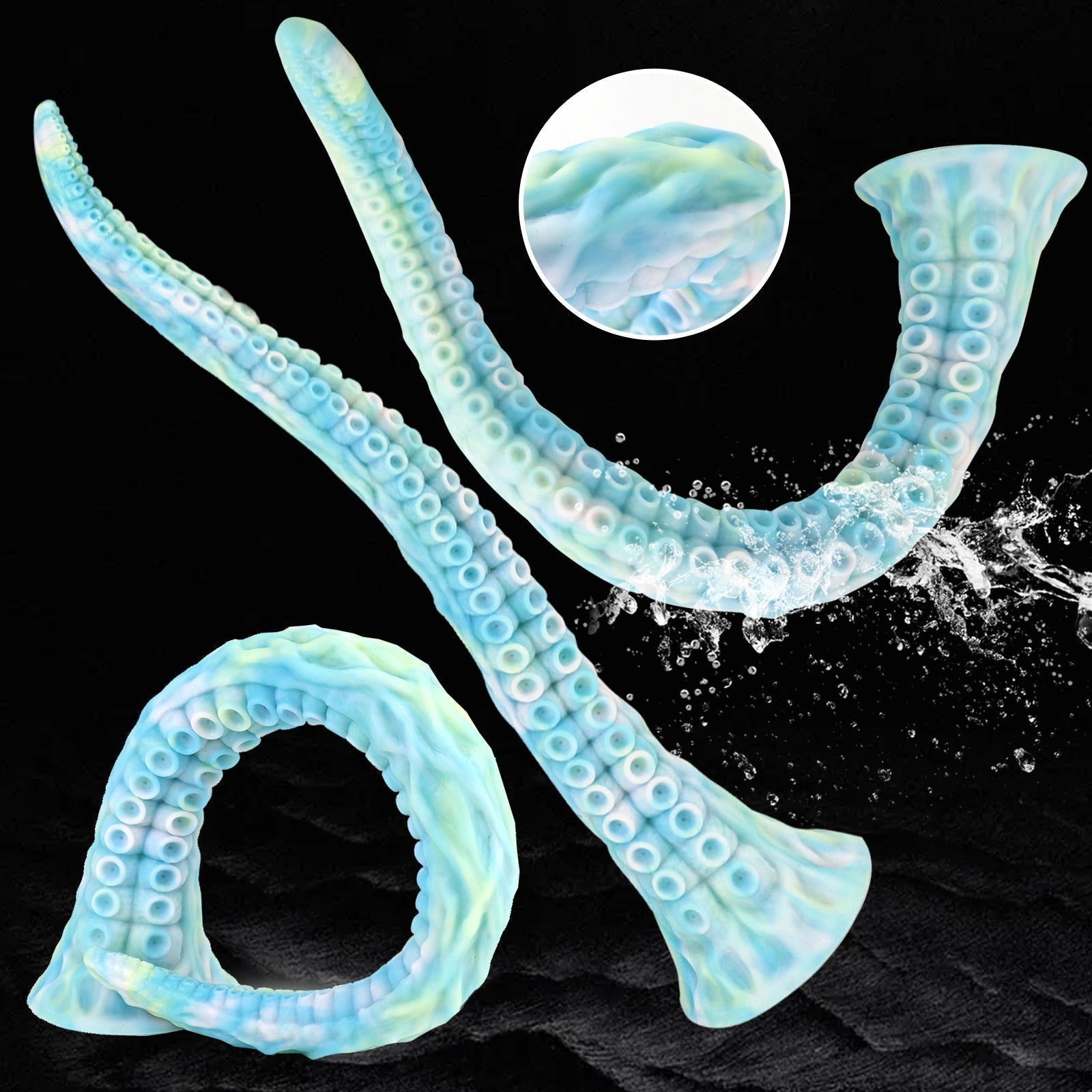 Curved Tentacle-Style Textured Silicone Dildo with Suction Cup Base Xoxomoving