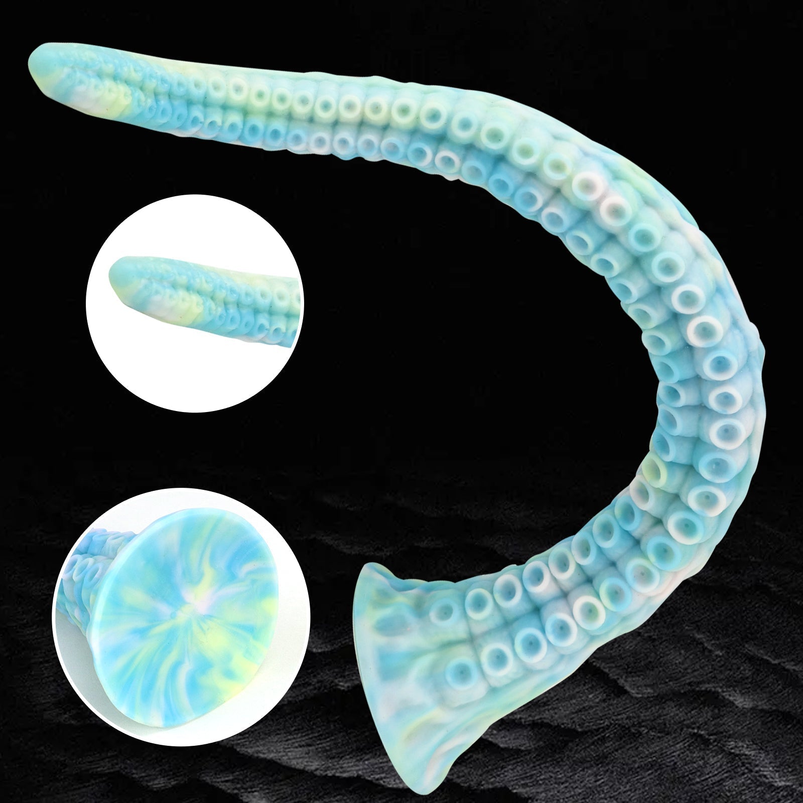Curved Tentacle-Style Textured Silicone Dildo with Suction Cup Base Xoxomoving