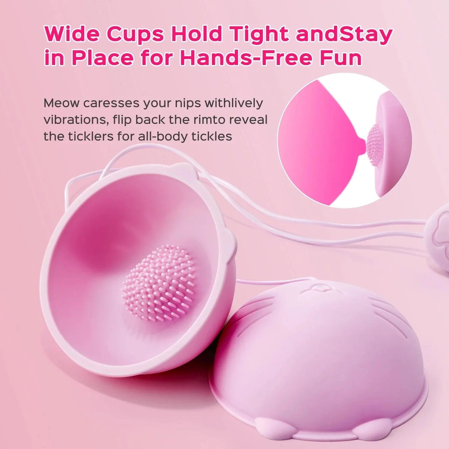 Cute Kitty Wearable Vibrating Nipple Suckers - Nipple Massager - Xoxomoving