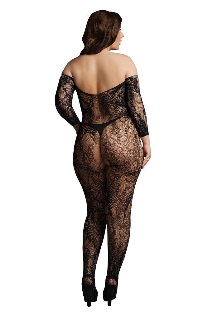 Le Désir Black Lace Sleeved Bodystocking XL - Xoxomoving