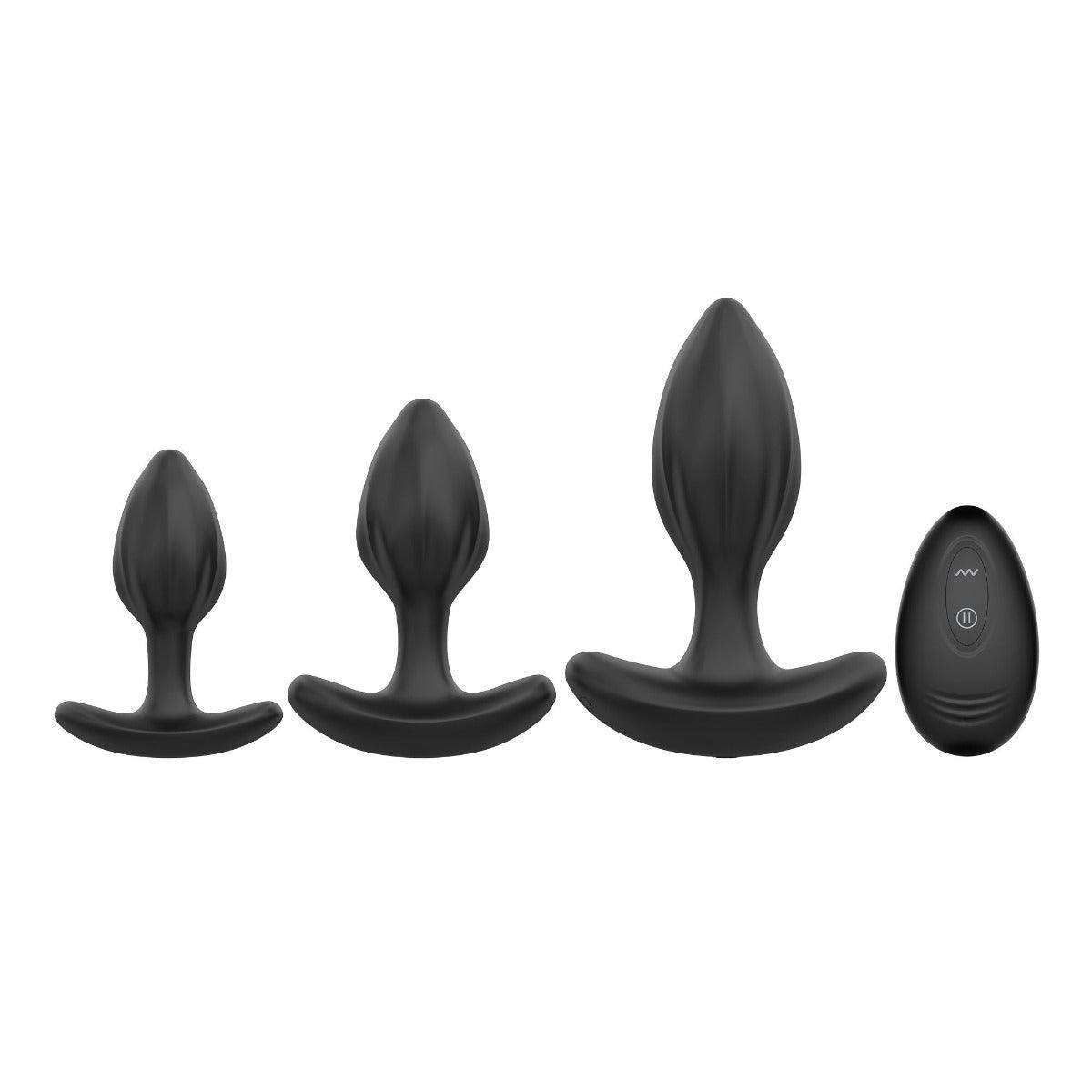 Desire Me Silicone Anal Plug Set - The Large Plug Vibrates! - Xoxomoving