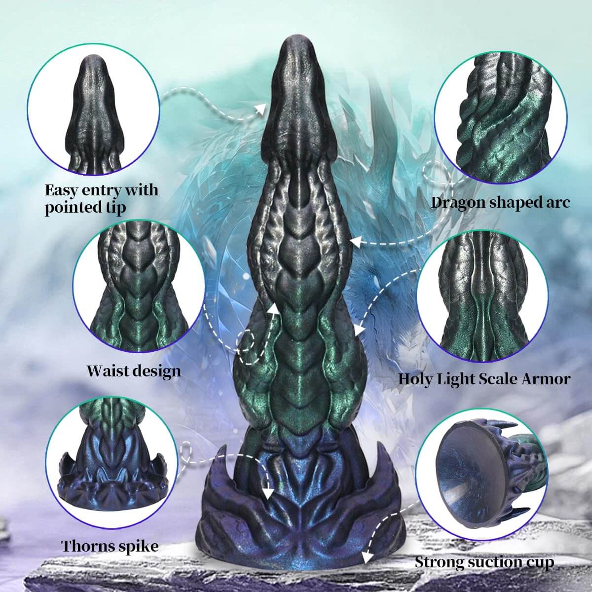 Fantasy Dragon Dildo – Metallic Shimmer & Textured Stimulation Xoxomoving