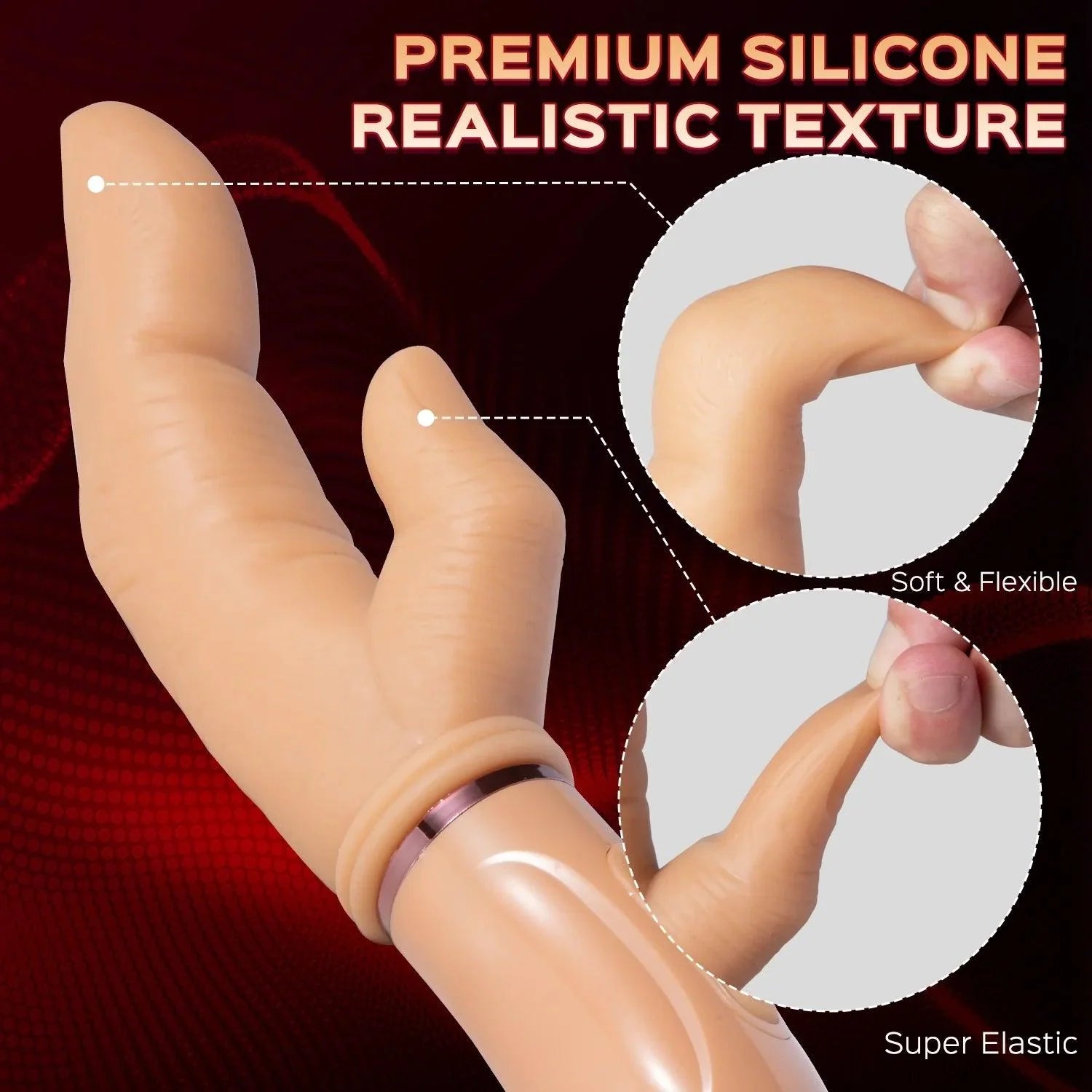 Dual-ended Finger-shaped Dildo - Realistic Silicone, 4.4 Inch - Xoxomoving