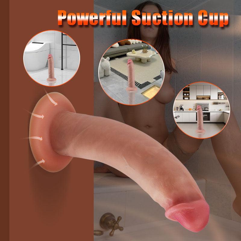 Dva Fully Foreskin 10 Vibrations 7 Adjustable Frequencies Dildo with Suction Cup Base 7.36 Inches - Xoxomoving