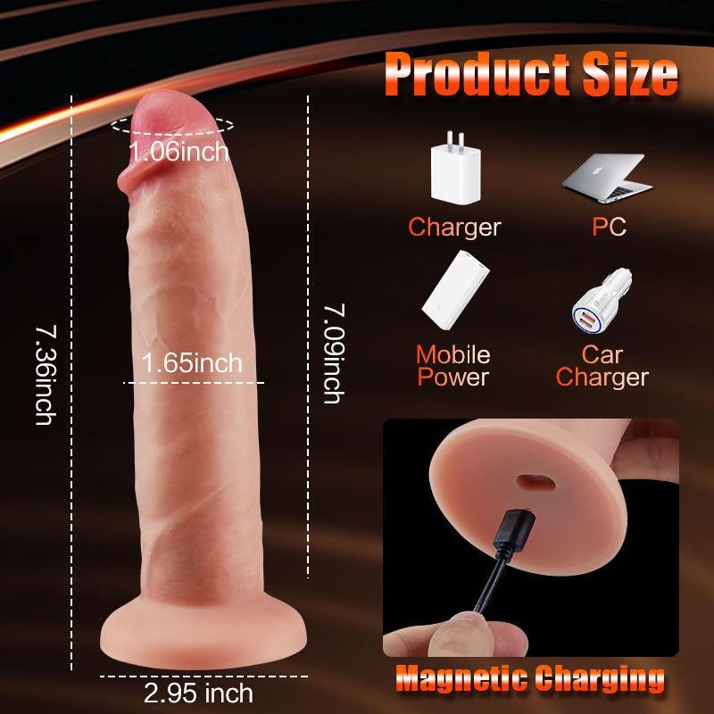 Dva Fully Foreskin 10 Vibrations 7 Adjustable Frequencies Dildo with Suction Cup Base 7.36 Inches - Xoxomoving