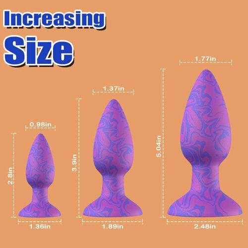 Eli Progressive Anal Training Flared Base Silicone Butt Plugs Set (3 PCS) - Xoxomoving