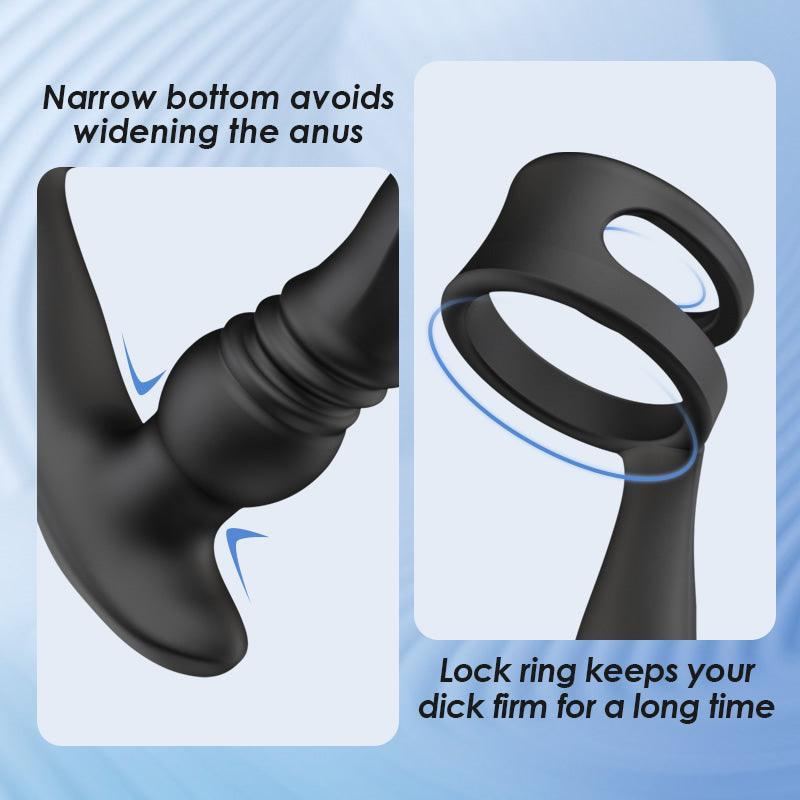 Ellis 7 Thrusting Vibrating Drill Spirals with Double Cock Rings Prostate Massager - Xoxomoving