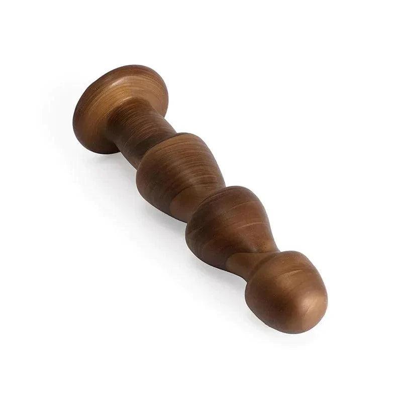 Elza - Beaded Anal Plug in Brown - Xoxomoving