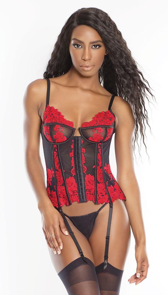 Embroidered Bustier with Lace-up Back - Xoxomoving