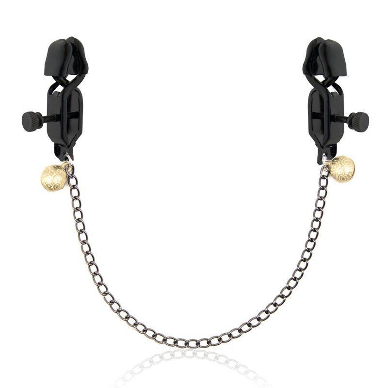 Erotic Chained Nipple Clamps with Gold Bells - Xoxomoving