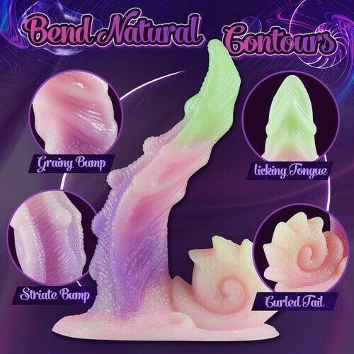 Experience Vibrant Pleasure with the Zane 7.48-Inch Bendy Snail Silicone Rainbow Dildo - Xoxomoving