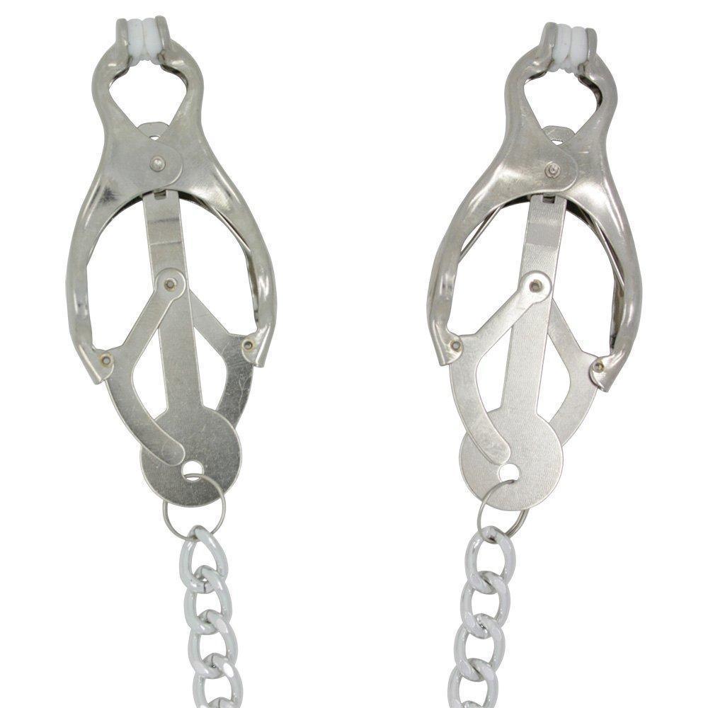 Extreme Pinch Chained Metal Clover Nipple Clamps - INTENSE Nipple Play - Xoxomoving