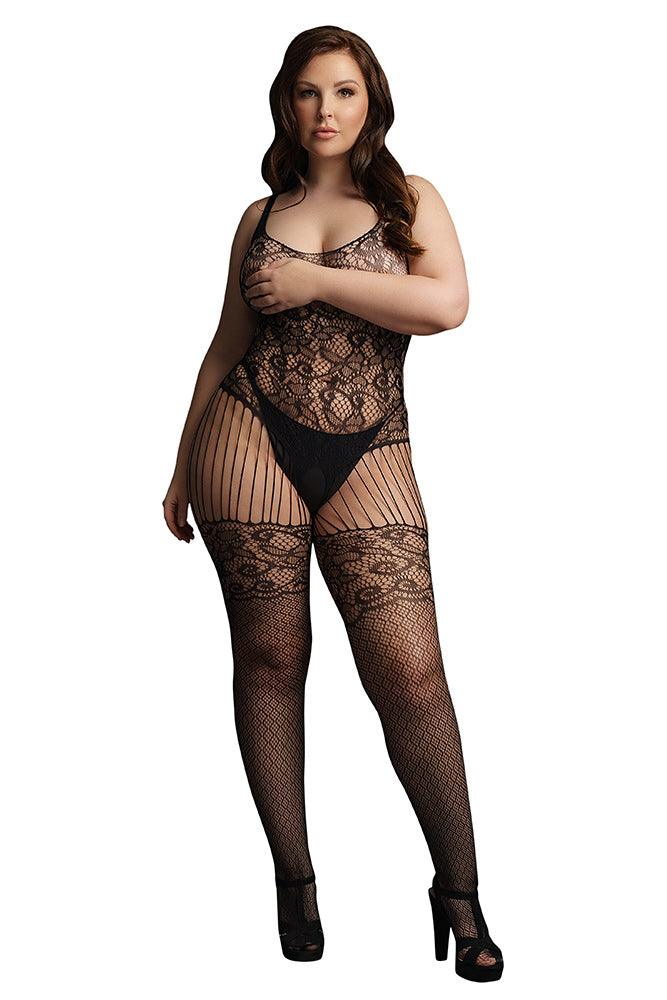 Le Désir Black Lace And Fishnet Bodystocking XL - Xoxomoving