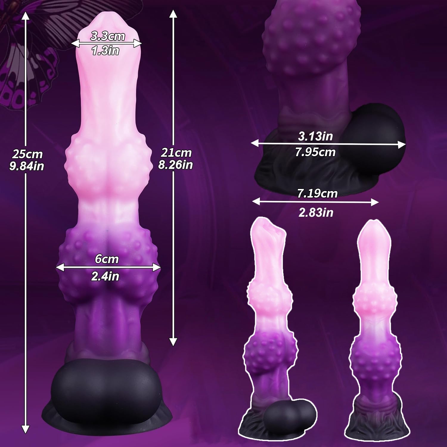 Fantasy Gradient Silicone Dildo with Knobbed Texture & Suction Base Xoxomoving