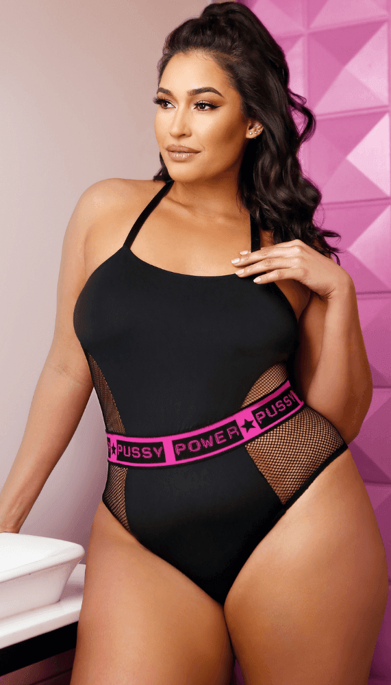 Fantasy Lingerie Pussy Power Mesh Paneled Playsuit - Xoxomoving