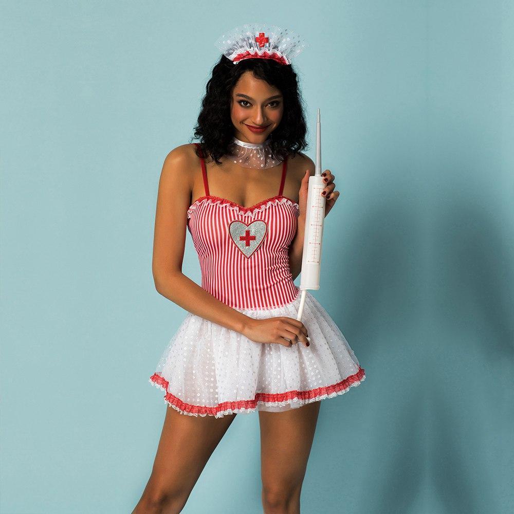 Flirty and Cute Nurse Costume with Collar - Xoxomoving