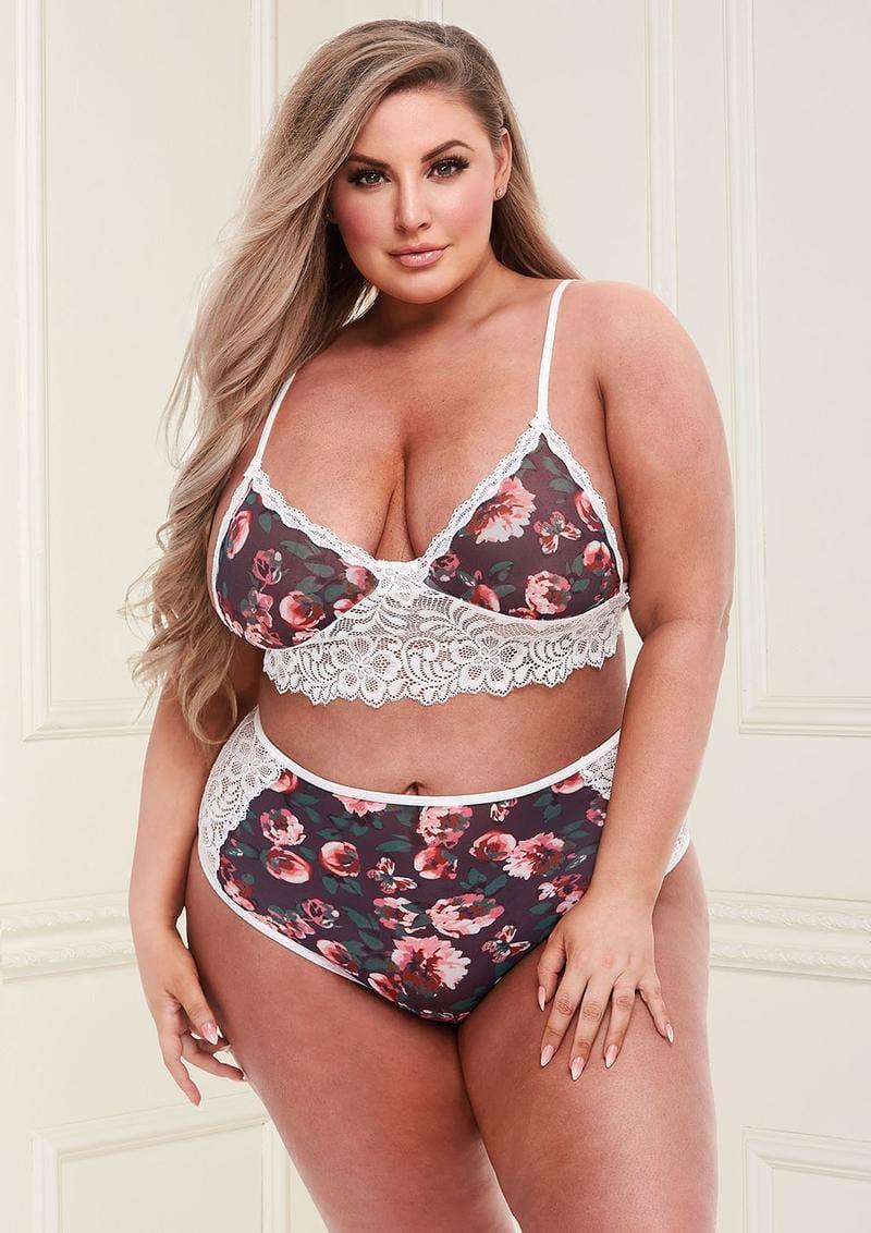 Floral & Lace High-Waisted Lingerie Set - Xoxomoving