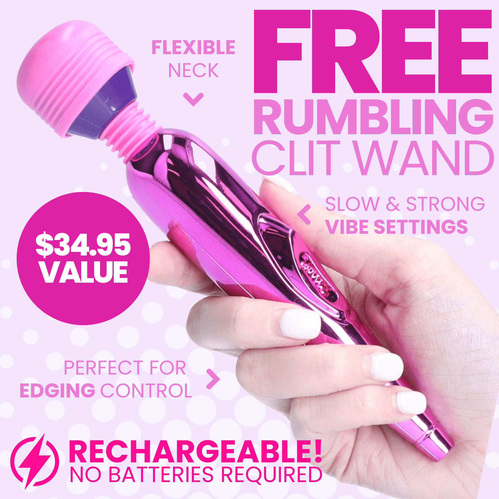 Free Mini Clit Wand Massager in Pink - Add to Your Cart!-Only 1 Free Item per Order - Xoxomoving