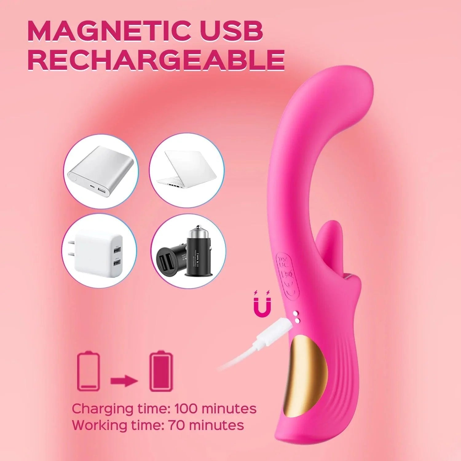 G-Lick - Curved G-Spot Vibrator & Rotating Tongue Clitoral Stimulator - Xoxomoving