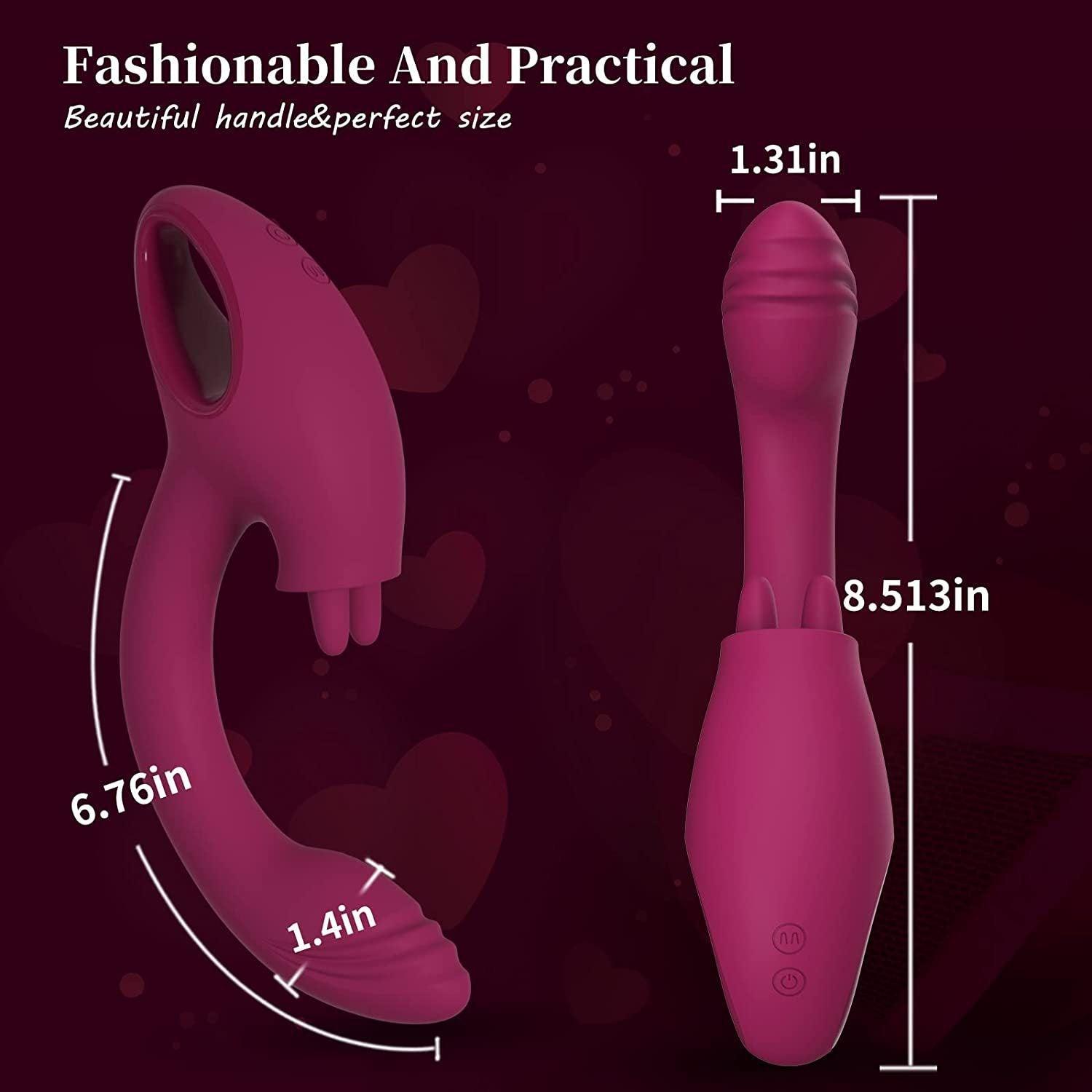 G Spot Dildo Vibrator with 2 Tongue Clit Licker-Women Adult Sex Toys - Xoxomoving