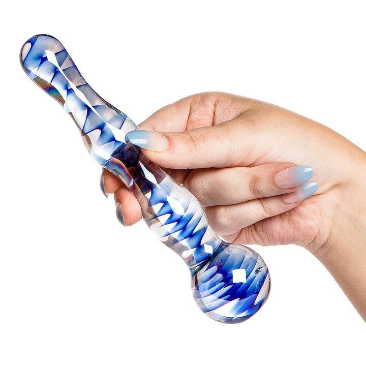 Glacier Glass Ripple Dildo - Wavy Design, Hypoallergenic Borosilicate Glass-6.5 Inch - Xoxomoving