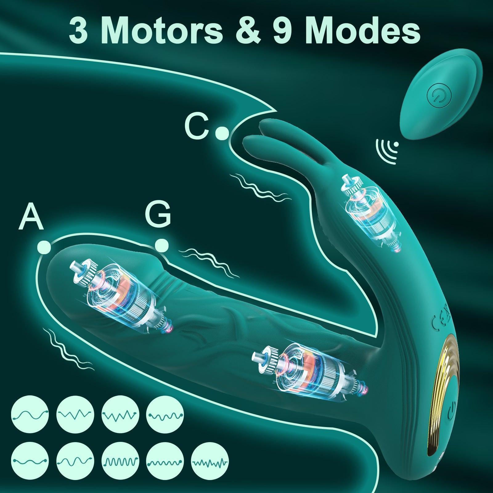 Globally Connectable Triple-Motor Stimulator with 9 Dynamic Modes for Intense Orgasms - Xoxomoving