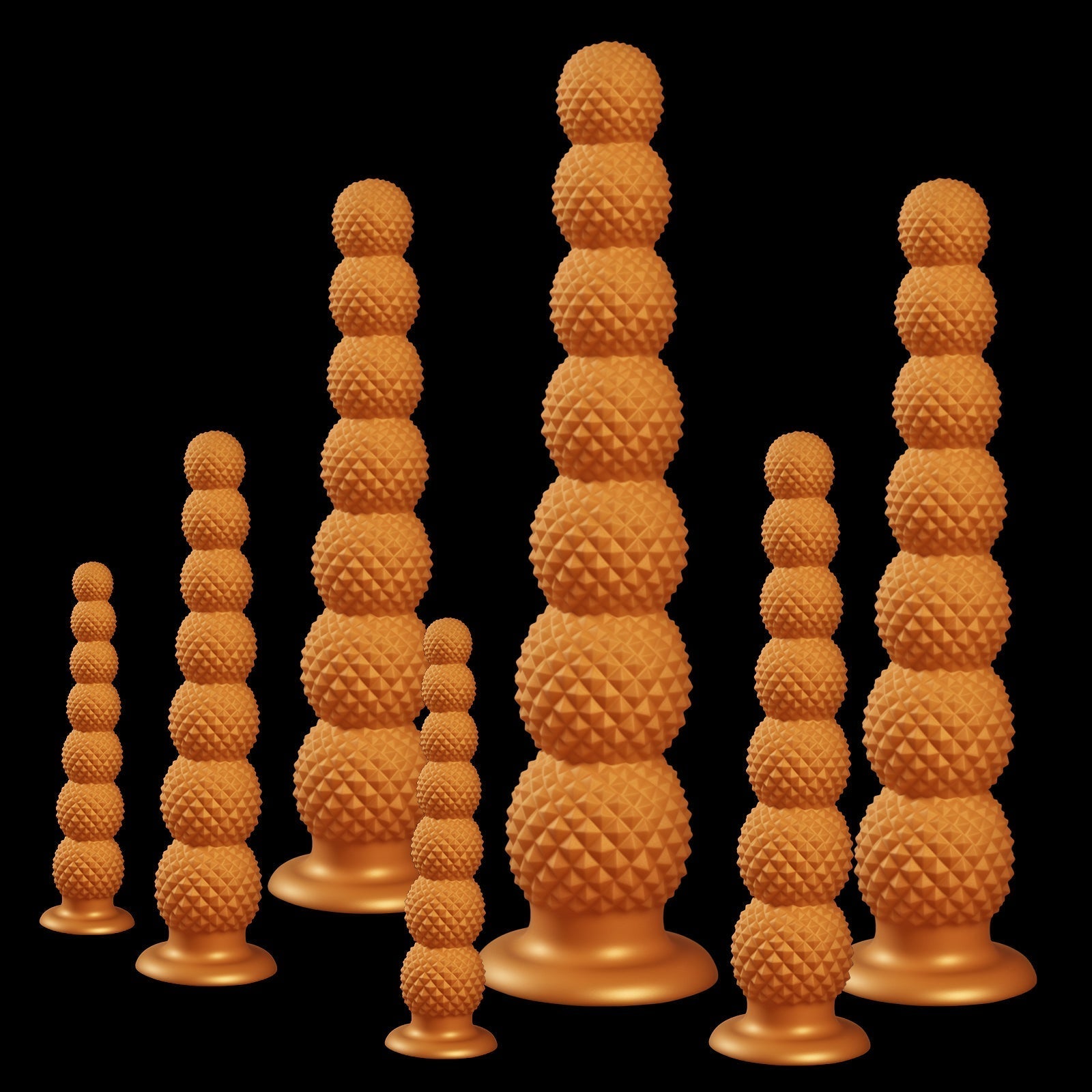 Gold Spiked Bead Anal Plug Extra Thick Textured Butt Plug Dildo Xoxomoving