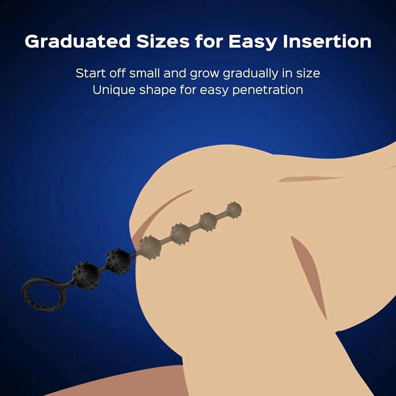 Graduated Anal Beads with Pleasure Nubs - Beginner to Advanced - Xoxomoving