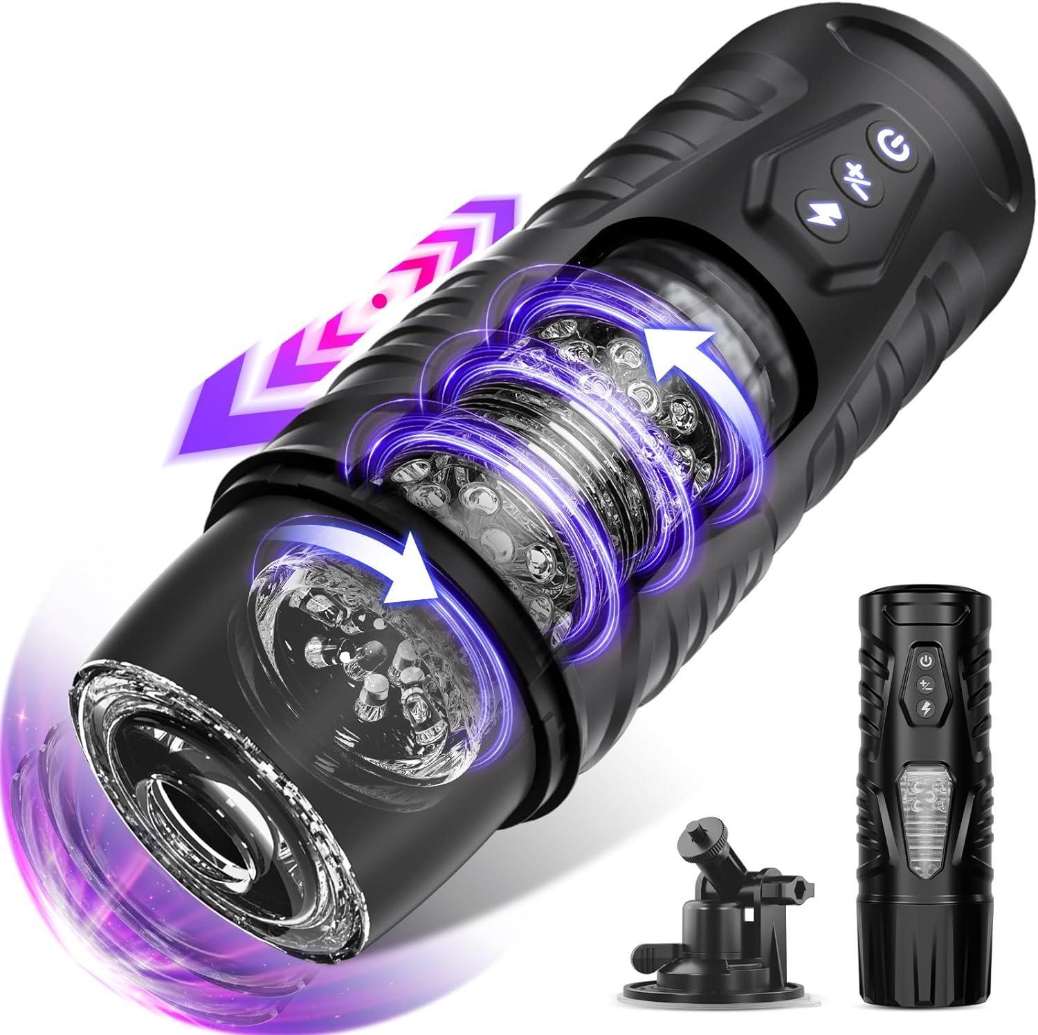 Hands-Free Male Masturbator - 7 Thrusting & 7 Rotating Modes - Xoxomoving